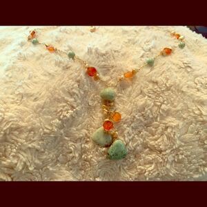 Green and orange stone necklace